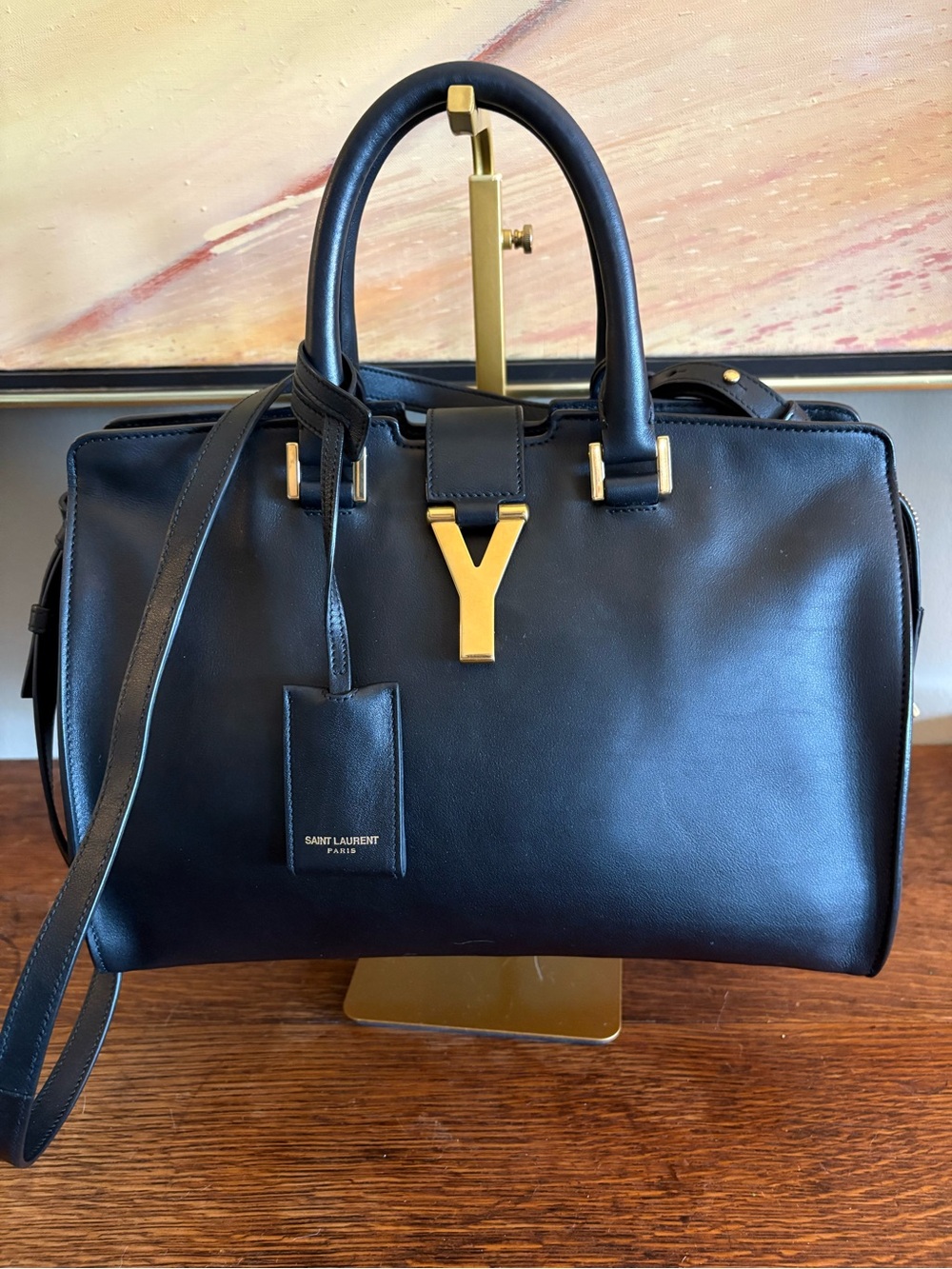 Saint Laurent YSL Small Classic Y Cabas Chyc Bag Black Leather 2-Way Satchel